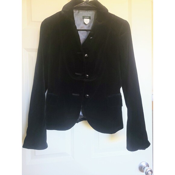 J.Crew Black Bell Sleeve Blazer Women's Size 2 Vintage Style 60s Mod Cotton - Picture 3 of 5